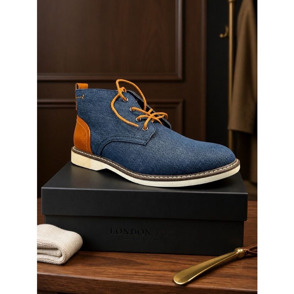 LONDON FOG BELMONT HOOT IN NAVY/COGNAC SIZE 9M NWT